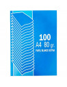 Tradineur - Pack de 100 folios A4, papel de impresión blanco extra, 80 g, apuntes, dibujar, material escolar, oficina, 29,7 x 21