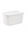 Plastic Forte - Cesta colada rectangular 35 litros estilo mimbre color blanco 53,5 x 36 x 26,5 cm pongotodo de plástico