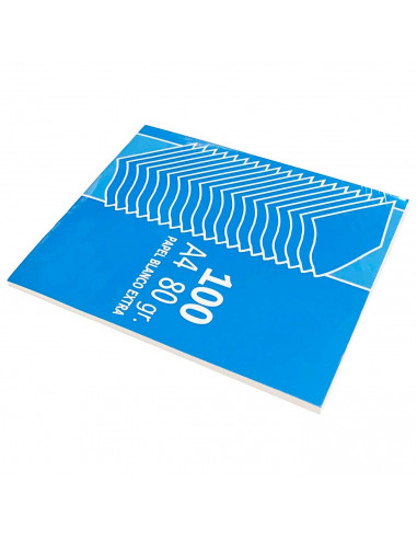 Tradineur - Pack de 100 folios A4, papel de impresión blanco extra, 80 g, apuntes, dibujar, material escolar, oficina, 29,7 x 21