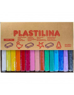 Tradineur - Caja de 15 plastilinas multicolor, modelar, flexible, suave y maleable, ideal para niños, manualidades, uso escolar,