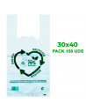 Tradineur - Pack de 150 bolsas de plástico tipo camiseta, reutilizables, gran resistencia, cumplen normativa, aptas para uso ali
