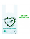 Tradineur - Pack de 120 bolsas tipo camiseta de plástico, reutilizables, gran resistencia, cumplen normativa, aptas para uso ali