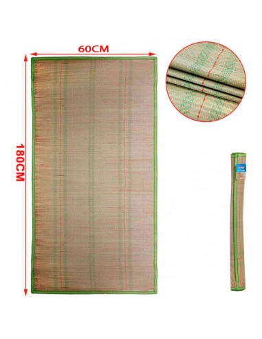 Tradineur - Esterilla de playa de fibra vegetal, enrollable, reutilizable, ligera y resistente, picnic, acampada, camping, 60 x