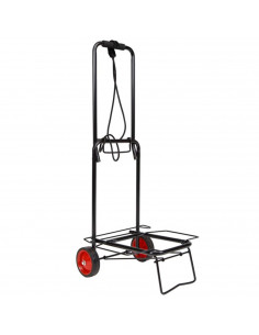 Tradineur - Carro portamaletas plegable de acero, ruedas de 12 cm, carrito de mano para viajes con pulpo elástico, transporte de