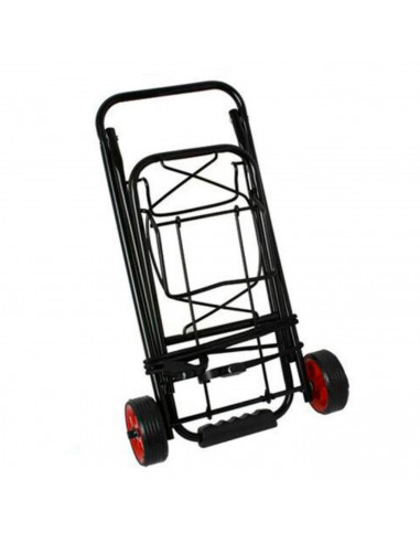 Tradineur - Carro portamaletas plegable de acero, ruedas de 12 cm, carrito de mano para viajes con pulpo elástico, transporte de