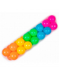 Tradineur - Bolas multicolor en red, pelotas de colores blandas de plástico para jugar, niños, juguetes infantiles, piscina, gua