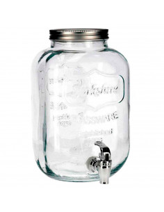 Tradineur - Tarro dispensador con grifo - Fabricado en Cristal Transparente - Capacidad de 3,8 Litros - Recipiente para servir a