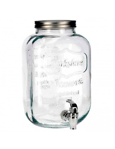 Tradineur - Tarro dispensador con grifo - Fabricado en Cristal Transparente - Capacidad de 3,8 Litros - Recipiente para servir a