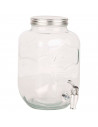 Tradineur - Tarro dispensador con grifo - Fabricado en Cristal Transparente - Capacidad de 3,8 Litros - Recipiente para servir a