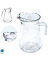 Tradineur - Jarra de cristal para agua con tapa de plástico, servir bebidas frías, limonada, té helado, frigorífico, nevera, hog