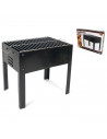 Tradineur - Barbacoa rectangular de hierro con patas "Alice", parrilla con asas y grill extraíble, carbón, leña, jardín, camping