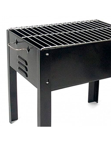 Tradineur - Barbacoa rectangular de hierro con patas "Alice", parrilla con asas y grill extraíble, carbón, leña, jardín, camping
