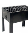 Tradineur - Barbacoa rectangular de hierro con patas "Alice", parrilla con asas y grill extraíble, carbón, leña, jardín, camping