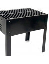 Tradineur - Barbacoa rectangular de hierro con patas "Alice", parrilla con asas y grill extraíble, carbón, leña, jardín, camping
