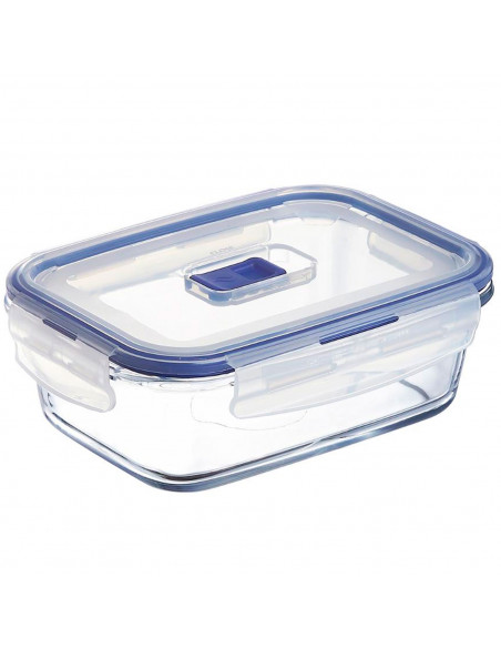 Tradineur - Fiambrera hermética de vidrio, tapa de plástico con abertura, recipiente para alimentos, apta para microondas y lava Tradineur - Fiambrera hermética de vidrio, tapa de plástico con abertura, recipiente para alimentos, apta para microondas y lava