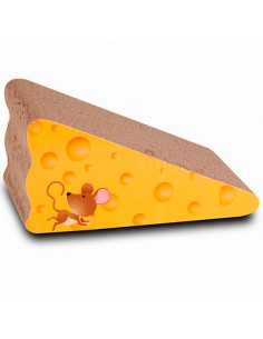 Tradineur - Rascador para gatos de cartón con forma de queso, arañador para mascotas, afilador de uñas reciclable, 31 x 16,5 x 1
