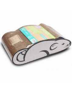 Tradineur - Rascador para gatos con forma de ratón, cartón, arañador para mascotas, afilador de uñas reciclable, 36 x 19,4 x 10,