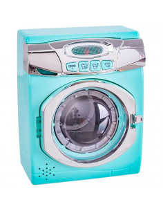 Tradineur - Lavadora de juguete con luz y sonido, mini electrodoméstico interactivo, simulación, funciona con pilas, 17,5 x 13,5