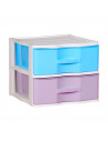 Cajonera wagon de plástico blanco 2 cajones multicolor 32,5 x 36,5 x 38 cm