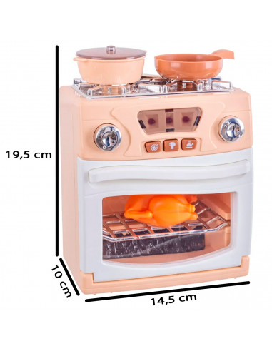 Tradineur - Cocina con horno de juguete, incluye luz y sonido, mini electrodoméstico interactivo, simulación, funciona con pilas
