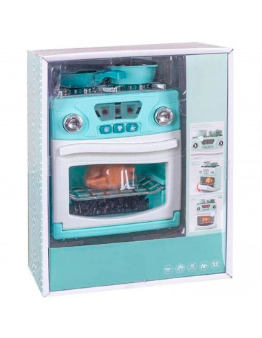 Tradineur - Cocina con horno de juguete, incluye luz y sonido, mini electrodoméstico interactivo, simulación, funciona con pilas
