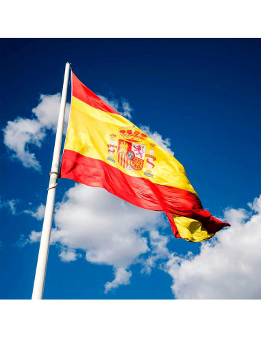 Tradineur - Bandera de España para balcón, válida para mástil, poliéster, resisetente a la intemperie, exterior, eventos deporti