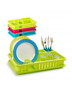 Tradineur - Escurreplatos venezia, organizador de cocina, escurridor con bandeja, color surtido, 45 x 29,7 x 8 cm