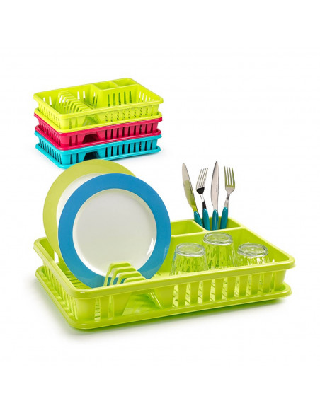 Tradineur - Escurreplatos venezia, organizador de cocina, escurridor con bandeja, color surtido, 45 x 29,7 x 8 cm