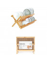 Tradineur - Escurreplatos plegable de bambú, escurridor, soporte, organizador de vajilla, platos, vasos, organizador de cocina,
