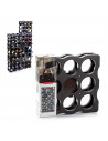 Tradineur - Botellero modular para 9 botellas 34.5 x 35.5 x 17 cm, marrón oscuro, soporte de plástico apilable para botellas de