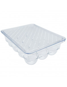 Tradineur - Huevera rectangular de plástico transparente, recipiente para 12 huevos, almacenamiento de cocina, fabricada en Espa