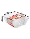 Tradineur - Huevera rectangular de plástico transparente, recipiente para 12 huevos, almacenamiento de cocina, fabricada en Espa