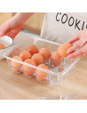 Tradineur - Huevera rectangular de plástico transparente, recipiente para 12 huevos, almacenamiento de cocina, fabricada en Espa