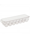 Tradineur - Huevera rectangular, plástico transparente, recipiente para 14 huevos, almacenamiento de cocina, 11,5 x 37 x 8 cm