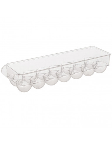 Tradineur - Huevera rectangular, plástico transparente, recipiente para 14 huevos, almacenamiento de cocina, 11,5 x 37 x 8 cm