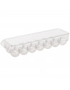 Tradineur - Huevera rectangular, plástico transparente, recipiente para 14 huevos, almacenamiento de cocina, 11,5 x 37 x 8 cm