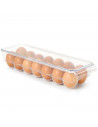 Tradineur - Huevera rectangular, plástico transparente, recipiente para 14 huevos, almacenamiento de cocina, 11,5 x 37 x 8 cm