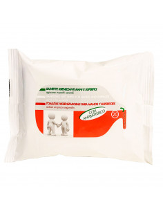 Tradineur - Toallitas húmedas higienizantes para manos y limpieza de superficies, acción antibacteriana, perfumadas, 20 uds