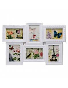 Marco para 6 Fotos de Pared múltiple, decoración del hogar. 36 x 52 x 2,5 cm Multimarco color blanco