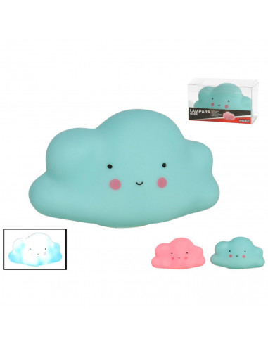 Tradineur - Lámpara de nube de plástico, luz nocturna infantil, lámpara de mesita de noche para niños, quitamiedos, funciona con