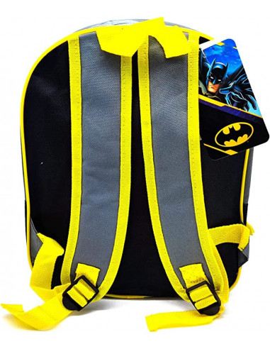 Tradineur - Mochila para niños en 3D con diseño de Batman, ideal para la escuela. Medidas de 25 x 31 x 10 cm para colgar en la e