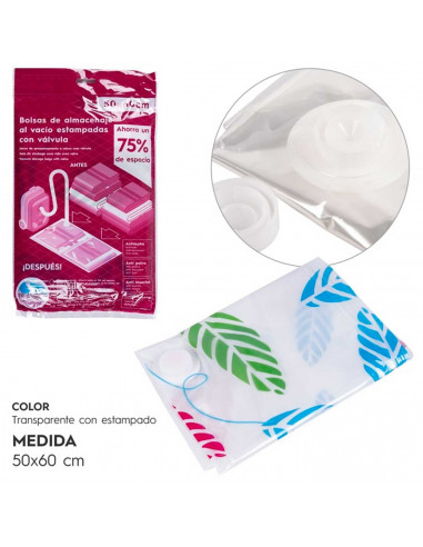 Tradineur - Bolsa de almacenaje salva espacio estampada, guardar ropa al vacío, ahorro de espacio, envasar prendas, ropa de cama