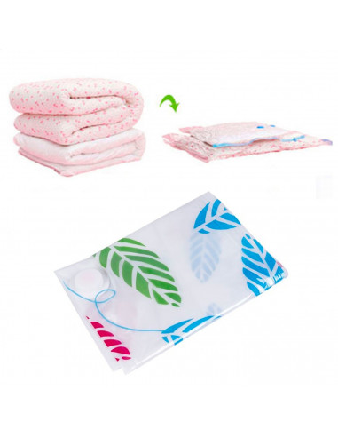 Tradineur - Bolsa de almacenaje salva espacio estampada, guardar ropa al vacío, ahorro de espacio, envasar prendas, ropa de cama