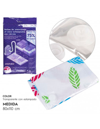 Tradineur - Bolsa salva espacio estampada, almacenaje, guardar ropa al vacío, ahorro de espacio, envasar prendas, ropa de cama,