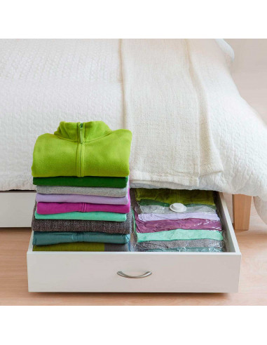 Tradineur - Bolsa salva espacio estampada, almacenaje, guardar ropa al vacío, ahorro de espacio, envasar prendas, ropa de cama,