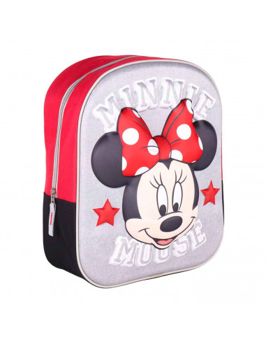 Tradineur - Mochila 3D para niños con diseño de Minnie Mouse, ideal para la escuela. Medidas de 25 x 31 x 10 cm para colgar en l