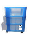 Cajonera azul wagon 3 cajones con ruedas 51.5 x 36.5 x 38 cm.  Contenedor de plástico para folios especial para oficina u hogar.