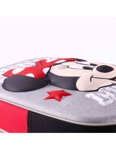 Tradineur - Mochila 3D para niños con diseño de Minnie Mouse, ideal para la escuela. Medidas de 25 x 31 x 10 cm para colgar en l