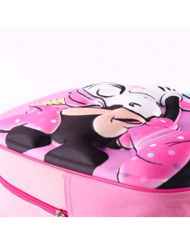 Tradineur - Mochila 3D rosa para niños con diseño de Minnie Mouse, ideal para la escuela. Medidas de 25 x 31 x 10 cm para colgar