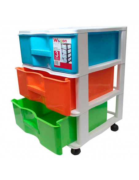 Cajonera blanca wagon 3 cajones con ruedas 51.5 x 36.5 x 38 cm. Contenedor de plástico para folios especial para oficina u hoga Cajonera blanca wagon 3 cajones con ruedas 51.5 x 36.5 x 38 cm. Contenedor de plástico para folios especial para oficina u hoga